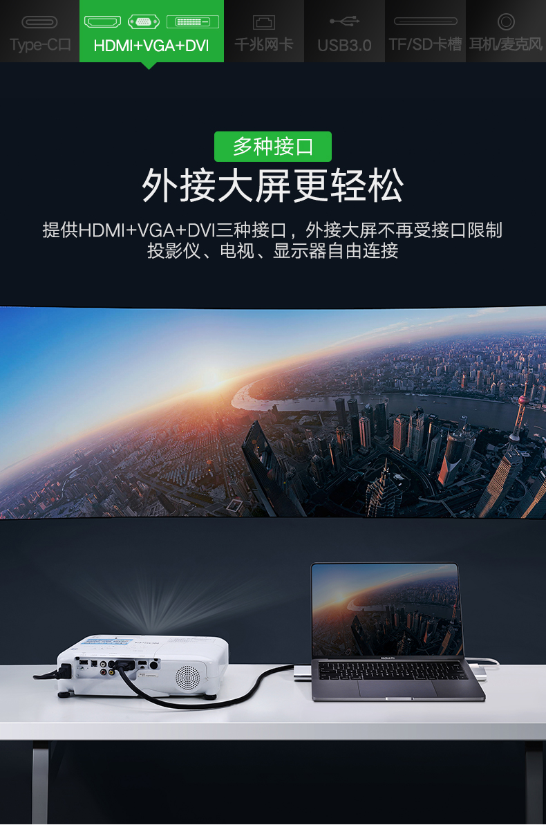 綠聯Type-C多功能擴展塢